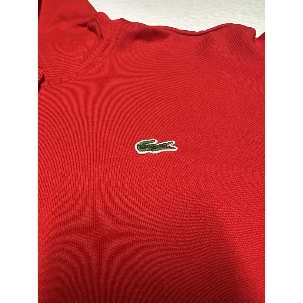 Lacoste Hoodie Men's Size‎ 2XLB Red Full Zip Long Sleeve Sweatshirt Heavyweight